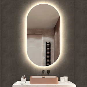 <span class=keywords><strong>Espejo</strong></span> de Baño LED Ovalado con Parte Superior Arqueada, Retroiluminado, sin Marco, con Control Táctil y Regulable, para Montar en la Pared - Product Image 4