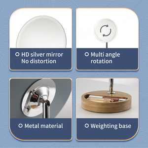 กระจกแต่งหน้าตั้งโต๊ะทรงรีสำหรับมืออาชีพฐานไม้ไผ่เก็บเครื่องประดับ - Product Image 2