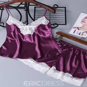 Nuevo conjunto de dos piezas de lencería negra de estilo europeo y americano, de imitación de seda, moderno y cómodo, con ribete de encaje. - Product Image 5