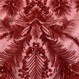 Tela <span class=keywords><strong>de</strong></span> Encaje con Lentejuelas Rojas, Tela <span class=keywords><strong>de</strong></span> Tul Francés Brillante con Lentejuelas y Brillo para Vestido <span class=keywords><strong>de</strong></span> <span class=keywords><strong>Noche</strong></span> - Product Image 5