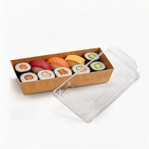 Bandeja de Papel Kraft Biodegradable e Impermeable para Comida para Llevar, Ideal para <span class=keywords><strong>Sushi</strong></span> y Almuerzo Escolar - Product Image 5