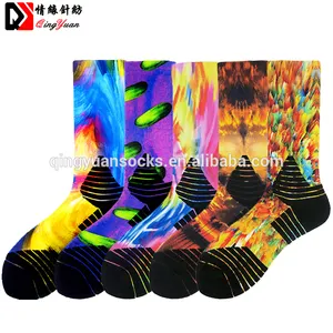 Custom Design Digital 3D Seamless Printed Socks White Polyester Sport All Over Printing Socks