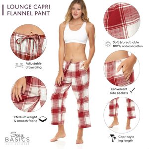FOXA Pantalon capri en flanelle de coton pour femme, doux et respirant, vêtements de nuit - Product Image 1