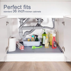 Tapis d'évier en silicone écologique 22'' x 34'' pour cuisine domestique, plateau étanche avec trou de drainage, protection pour armoires de style classique - Product Image 2