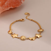 Bracelet chaîne en acier inoxydable étoile soleil lune Bijoux de luxe léger Accessoires non décolorants Femmes Bracelet chaîne tendance 18k