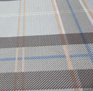 Tissu tissé à carreaux gris bleu beige à pois, bord festonné, pour chemise, robe, pyjama, vêtements - Product Image 4