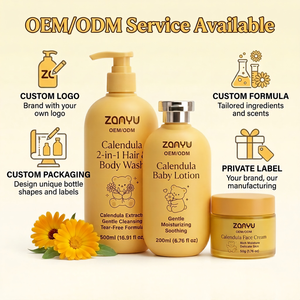 Set <span class=keywords><strong>Shampoo</strong></span> e Bagnoschiuma Vegano per Neonati a Marchio Privato, Lozione per Bambini Senza Solfati con Calendula e Vitamina E, Cura Idratante per Neonati - Product Image 5
