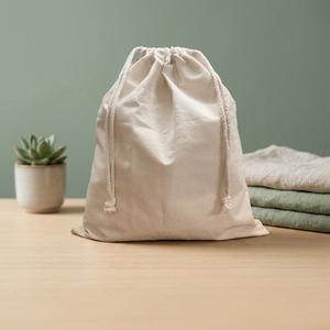 Small Cotton <b>Canvas</b> Drawstring Pouch with Zipper Closure for Gift Packaging Travel Storage Daily Organization Use Set Pack - Product Image 2