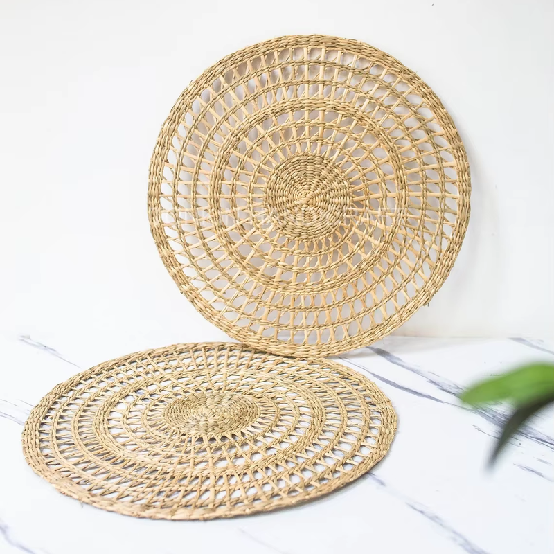 Woven Rattan Placemats Retro Natural Decorative