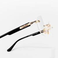 Nuevas Monturas de Gafas para Hombre de Diseño Especial sin Montura con Lentes Ópticas de Prescripción en Negro y Dorado, Marca de Lujo Y2k, Pedidos en Línea