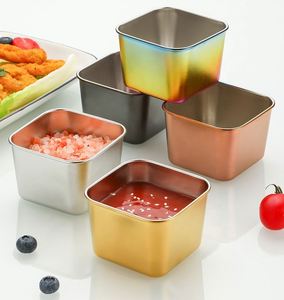 Factory Direct Korean 304 Stainless Steel Square <b>Dipping</b> Dish Kitchen Snack Storage Salad Tomato Sauce Cup for Home Restaurant - Product Image 3