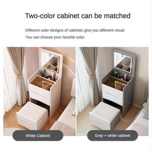 Tocador blanco nórdico dormitorio espejo plegable peluquería maquillaje vanidades espejo tocador con luz - Product Image 6