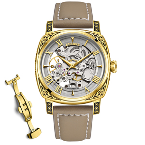 Vente en gros de montres mécaniques automatiques rétro de luxe pour hommes bracelet en cuir étanche sculpté avec cadran pointeur - Product Image 4