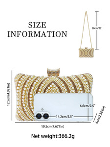 Cross-border New Retro Women's Fashion Evening <b>Clutch</b> Bag With ZIP Closure Single Strap Elegant Rhinestone Design Tanjing - Product Image 5