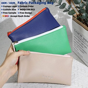 Fashion Design Colorful Leather Zipper Pencil Case Custom Logo Printed <b>Waterproof</b> Pu Leather Cosmetic Makeup Pouch - Product Image 3
