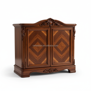 Silla de Madera Maciza Tallada a Mano de Lujo Estilo Antiguo OE-FASHION, Respaldo con Diseño Chevron, Asiento de Terciopelo para Hotel o Villa - Product Image 3