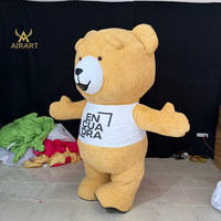Costume d'ours gonflable de dessin animé avec souffleur d'air pour spectacle scolaire, accessoire d'activité, combinaison d'ours en peluche gonflable pour défilé