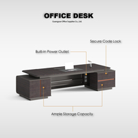 Bureau de direction avec plateau laqué haut de gamme pour espaces de travail modernes et solutions de mobilier de bureau tout-en-un