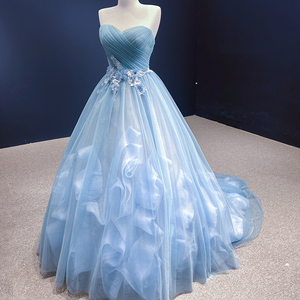 Rsm66290-1 Vestido de Novia Elegante Azul de Encaje Bordado de Alta Calidad y Económico - Product Image 2