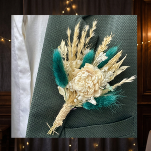 Arreglo Floral de Flores Secas para Solapa, Decoración con Hierba de Pampas Preservada para Bodas y Fiestas de Novios - Product Image 2