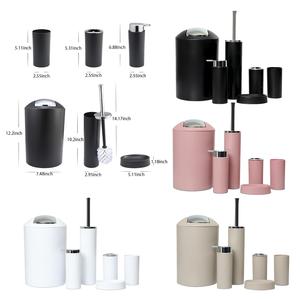 Il Set di accessori da bagno di lusso rosa da 6 pezzi include il portaspazzolino da denti porta lozione Dispenser da bagno in ottone acciaio quadrato di lusso - Product Image 2