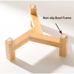 Basing Set mangkuk anjing keramik tinggi tugas berat dengan dudukan Kayu Anti selip dan mangkuk hewan peliharaan yang dapat ditinggikan - Product Image 2