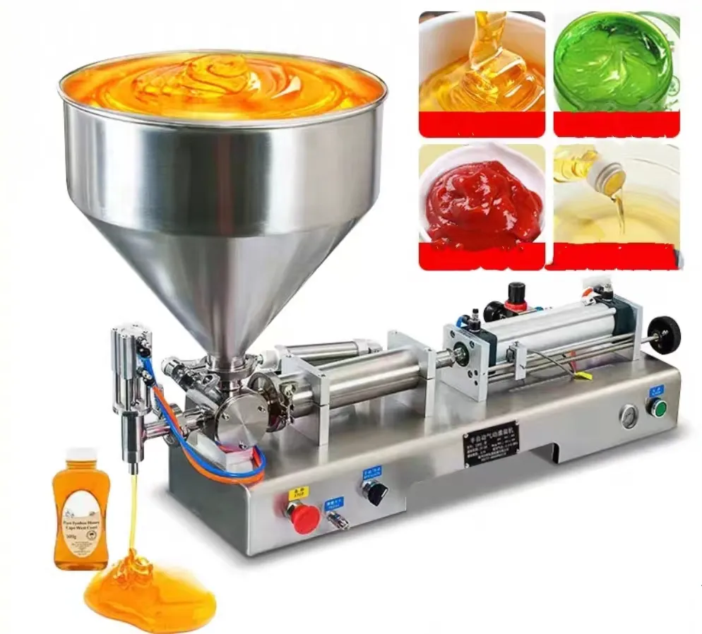 Máquina de llenado de pasta cuantitativa semiautomática llenadora de embotellado de crema cosmética de pistón Horizontal neumático