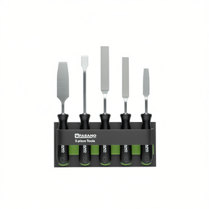 Juego de 5 Espátulas Fasano Tools con Mangos Negros y Cuchillas de Acero para Reparación Automotriz y Carrocería - Product Image 2