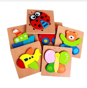 子供のための新しいデザインの3Dパズル教育玩具キューブパズル赤ちゃん木製動物パズル