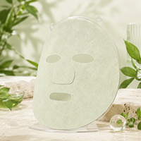 Masque facial en tissu vert Y211 en fibre végétale colorée biodégradable à la chlorophylle de velours de mûrier pour soins de la peau