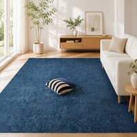 Modern Royal Blue Area Rug Large Mediterranean Style Textured Carpet Contemporary Minimalist Indigo Rug for Living Room Decor