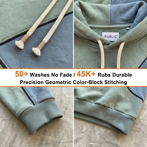 Sweat à capuche personnalisé pour marque privée, streetwear OEM, coupe oversize, color block, manches raglan, pour homme - Product Image 2