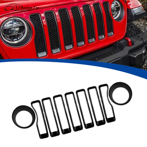 Grade de malha frontal para carros, acessório com guarnição para farol e farol, tampa para Jeep <span class=keywords><strong>Wrangler</strong></span> JL 2018-2022 - Product Image 1