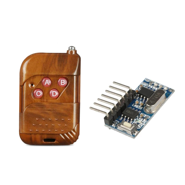 433mhz RF Relay Receiver Module Wireless 4 CH Output With Learning Button and 433 Mhz RF Remote Controls Transmitter Diy