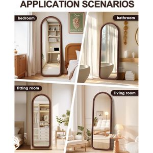 Espejo de cuerpo entero Delma Arched 5534L x 2034W con marco de terciopelo, espejo de pie para decoración de dormitorio - Product Image 6