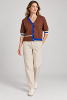 Cardigan en tricot à manches courtes pour femme, col en V, boutonné, pull décontracté, OEM ODM, marque privée, vente en gros