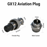 Prise d'aviation GX12 mâle-femelle multi-cores avec broches plaquées argent pour appareils de communication