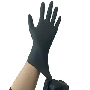 GMC stok siyah yüksek kaliteli sevkiyat için hazır saf nitril araba tamir tek kullanımlık nitril eldiven toz ücretsiz