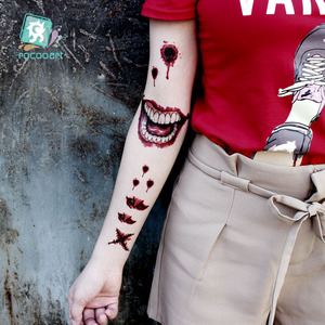 <span class=keywords><strong>64</strong></span> + Halloween trang trí, ma, bí ngô, thực tế giả sẹo máu spiderwebs Halloween hình xăm tạm thời cho người lớn chàng trai trẻ em - Product Image 6