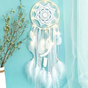 Prix usine LED Dreamcatcher Ornements Carillons Éoliens Enfants Cadeaux Led Lumières Maison Décoration Peintures Murales Plume Attrapeur de rêves - Product Image 2
