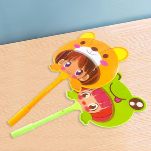 Creative Cartoon Fan Pen Animal Girl Design Plastic Ballpoint Pen For School Office Use - Product Image 2