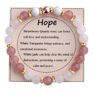 <span class=keywords><strong>Bracelet</strong></span> tendance en perles de pierres naturelles et de cristal rondes, élastique, empilées, pour l'équilibre et la protection, cadeau de vacances inspirant - Product Image 2