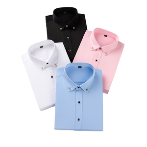 Chemise habillée professionnelle décontractée en twill blanc uni à simple boutonnage pour homme, collection automne 2026 - Product Image 1