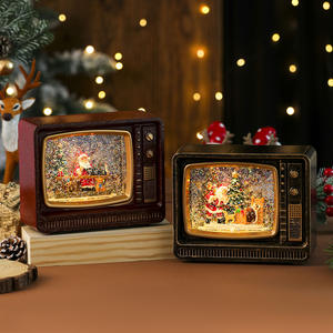 Nouveau design père noël TV eau plastique noël fer cheval lanternes avec Led bureau <span class=keywords><strong>et</strong></span> décoration de la maison artisanat cadeaux - Product Image 4