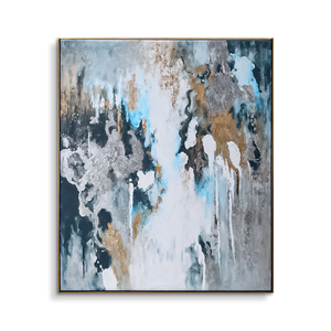 Nghệ thuật hiện đại lớn trừu tượng Teal sơn vàng bạc làm bằng tay sơn dầu tường nghệ thuật - Product Image 1