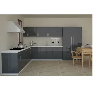 3d高光泽白色漆厨房岛现代厨房柜2020年