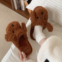 XIXIXITIAO femmes dames pantoufles moelleux laine peluche animal pantoufles ours en peluche taille unique intérieur maison pantoufles