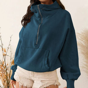 เสื้อฮู้ดเปิดไหล่แบบมีซิปรูดแบบลำลองสำหรับทุกฤดูกาลผ้าฝ้ายเทอร์รี่ปรับแต่งได้ - Product Image 1