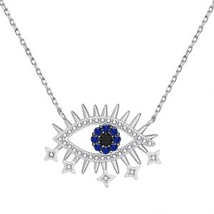 Dylam Belief Protection Symbol Fine Fashion Jewelry <b>Solid</b> S925 <b>Silver</b> Link Chain Evil 5A Zirconia Blue Eyes Pendant <b>Necklace</b> - Product Image 1