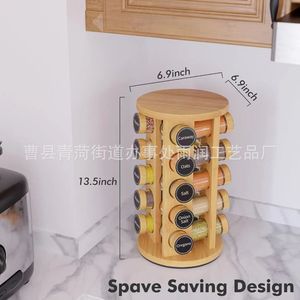 Wooden <b>Rotating</b> <b>Spice</b> <b>Rack</b> 5 Tier Multi Jar Kitchen Counter Storage Organizer Desktop Organization - Product Image 2
